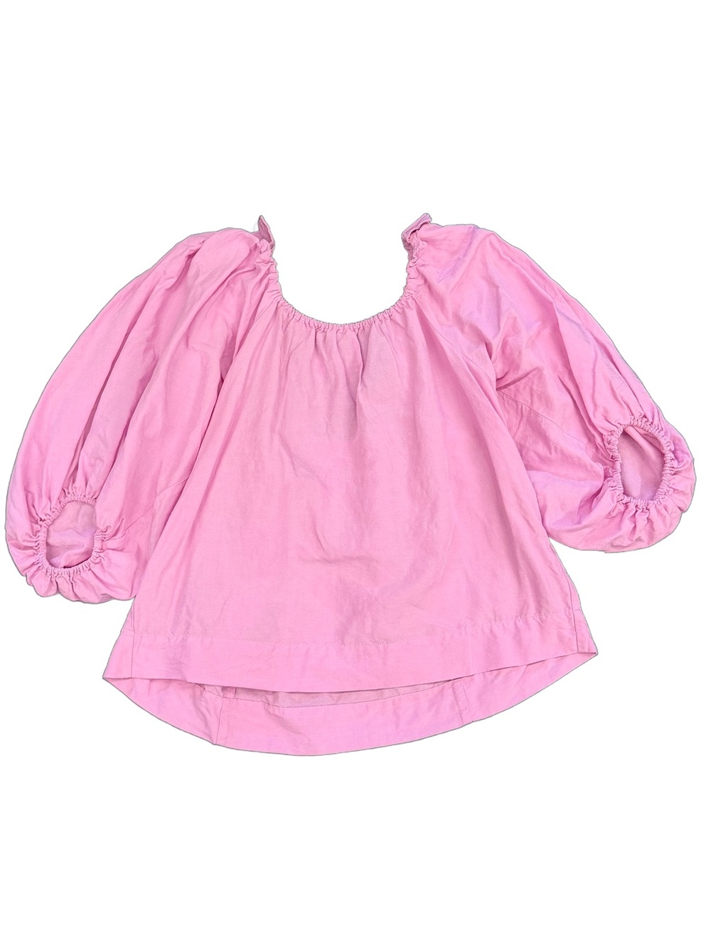 ON-34TH Macy's Pink Linen Rayon Blend Dramatic Puff Sleeve Blouse Top - Size M